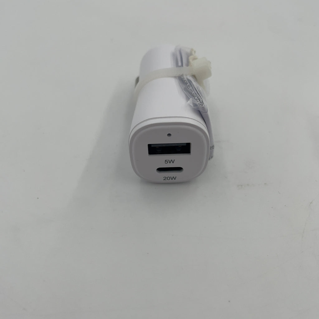 2-Port 25W Car Charger - Dealworthy White: Usb & Usb-C Car Adapter