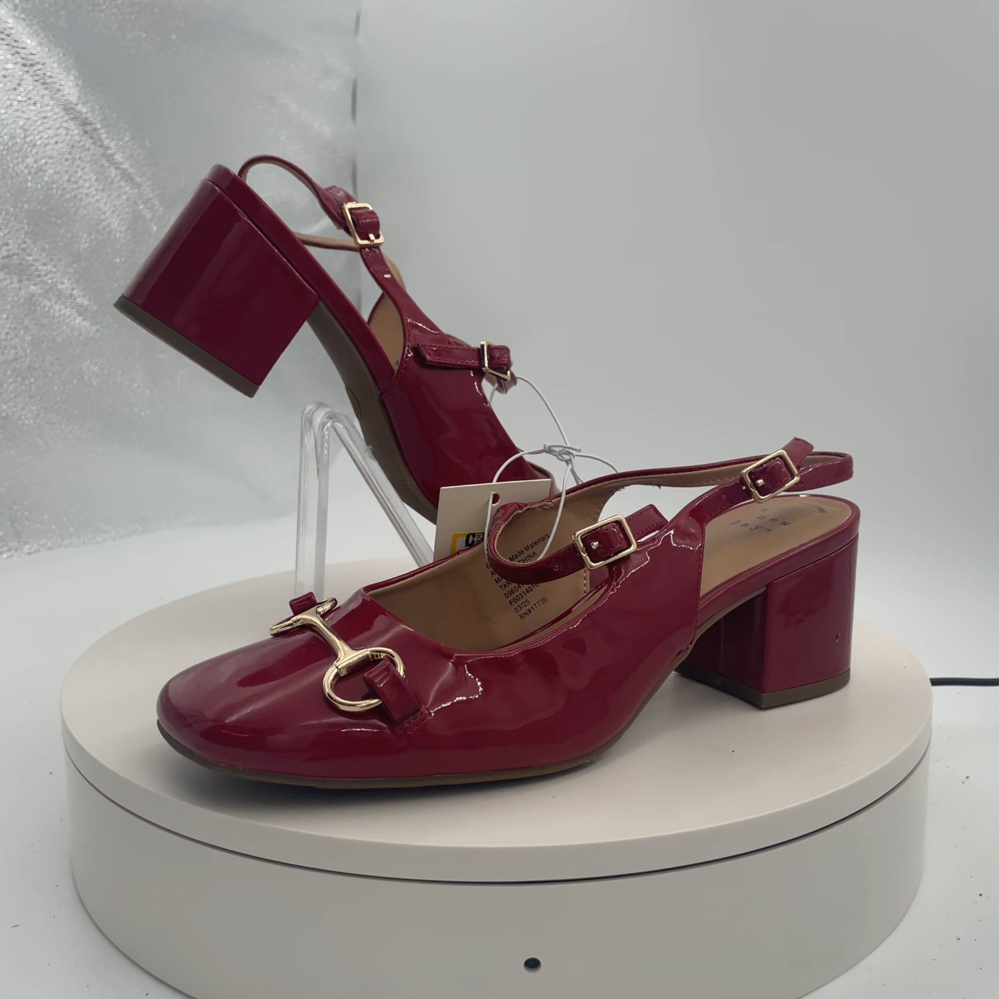 Women's Lucky Square Toe Mary Jane Heel With Memory Foam Insole - A New Day Red 6.5: Block Heel, Faux Leather
