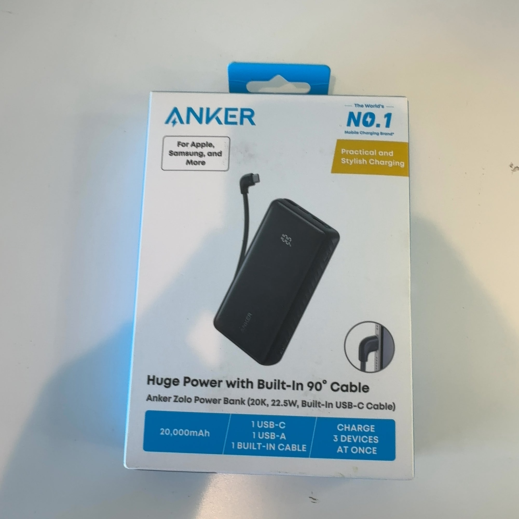 Anker 20000 Mah Power Delivery 22.5W Built In C Cable