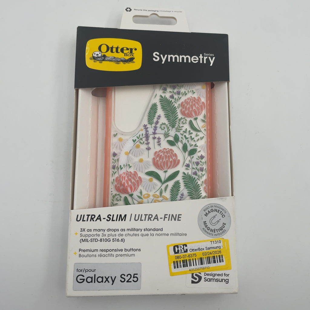 Otterbox Samsung Galaxy S25 Symmetry Series Case With Magnets - Peachy Bloom: Solid Plastic Cell Phone Cover