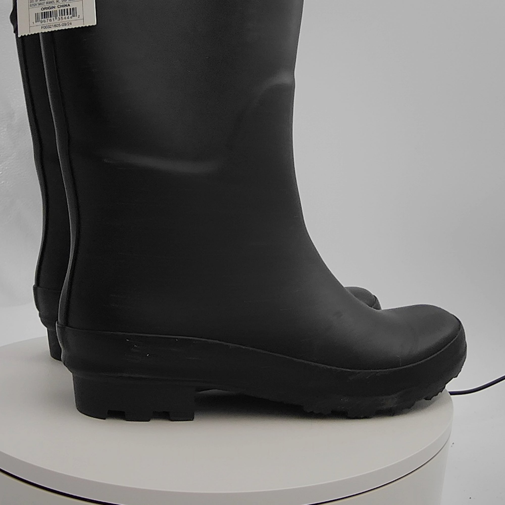 Women's River Tall Rain Boots - A New Day Black 6: Waterproof Knee-High, Adjustable Buckle, Non-Marking Outsole