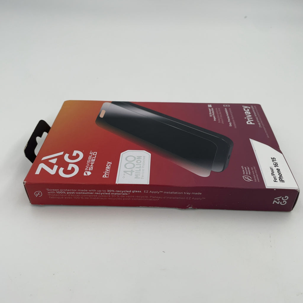 Zagg Apple Iphone 16/Iphone 15 Glass Elite Privacy Screen Protector: Anti-Fingerprint, Scratch-Resistant