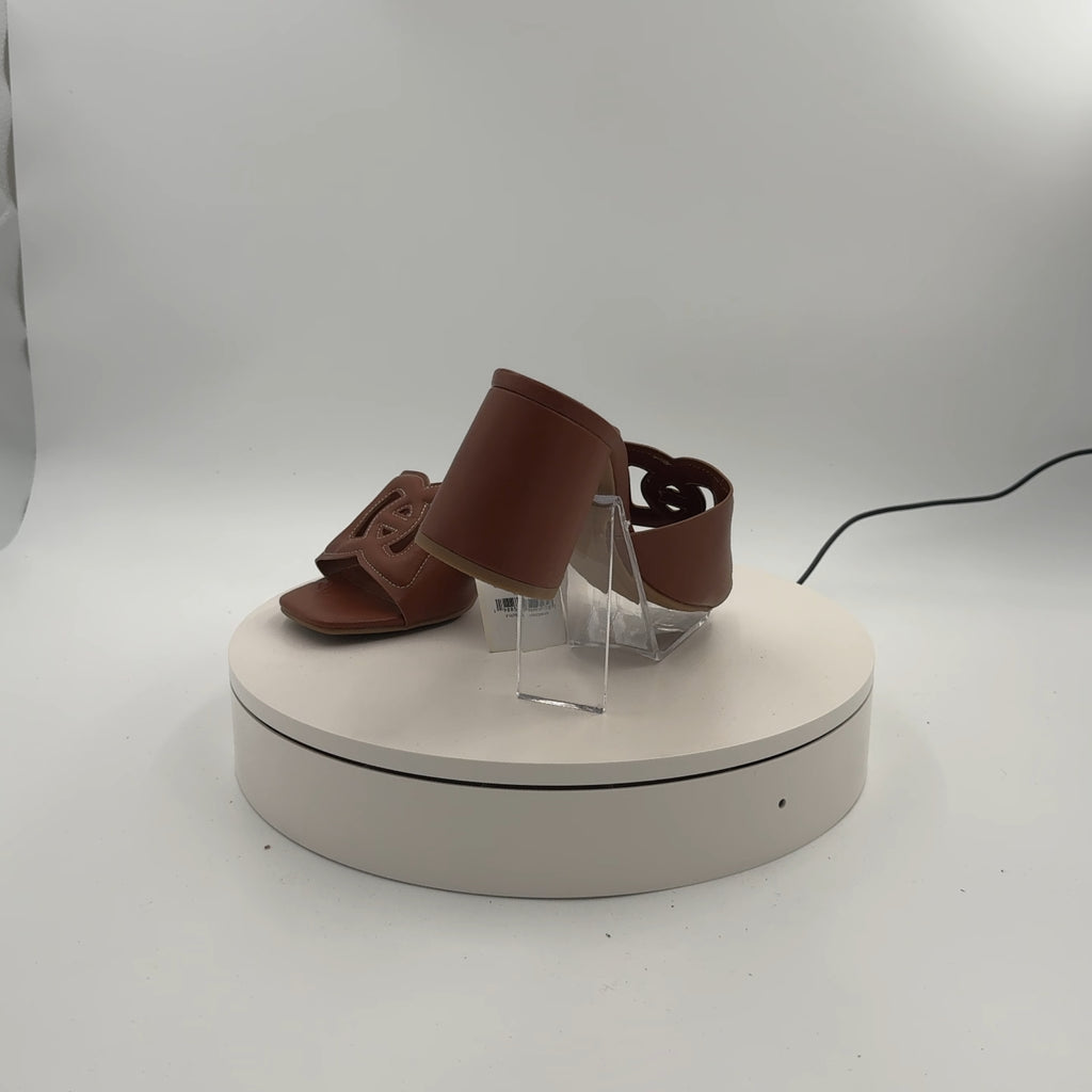 Women's Arden Chop Out Block Heels With Memory Foam Insole - A New Day Cognac 6: Slip-On, Open Toe, Medium Width