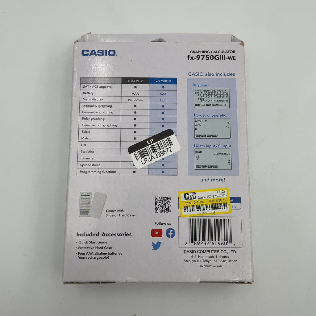 Casio Fx-9750Giii Graphing Calculator - White: Sat & Ap Exam Approved, 60Kb Storage