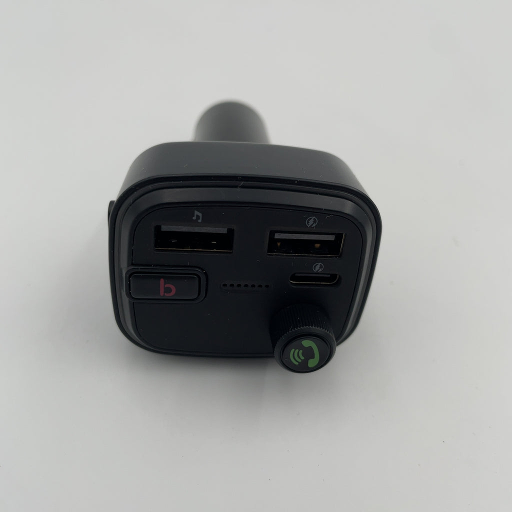 Just Wireless Bluetooth FM Transmitter Type C and USB-A Charging Port Bass Sound Booster - Black