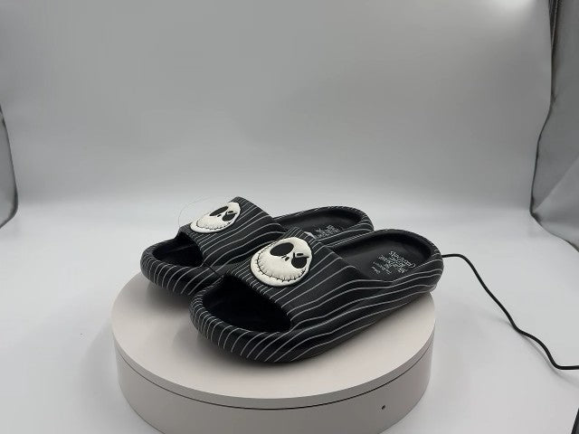 Men's Jack Skellington Nightmare Before Christmas Slides - Black 7: Disney Licensed, Open Toe, Slip On, Textured Outsole