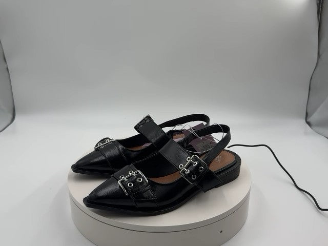 Women's Peyton Double Buckle Slingback Flats with Memory Foam Insole - Wild Fable Black 7: Medium Width, Block Heel, Closed Almond Toe