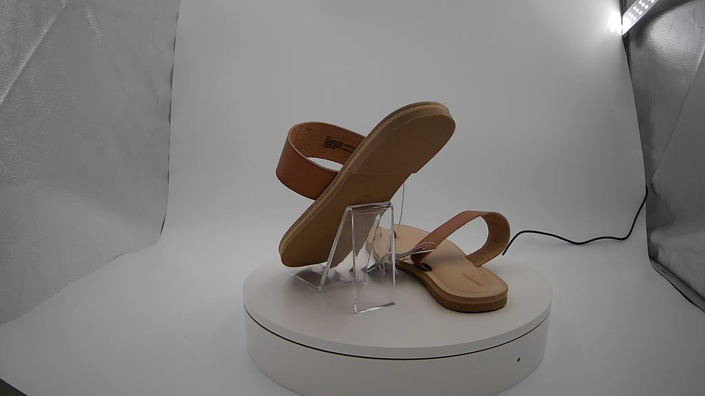 Women's Juno Toe Ring Flat Sandals - Universal Thread Cognac 9.5: Slip-On, Memory Foam, Square Open Toe