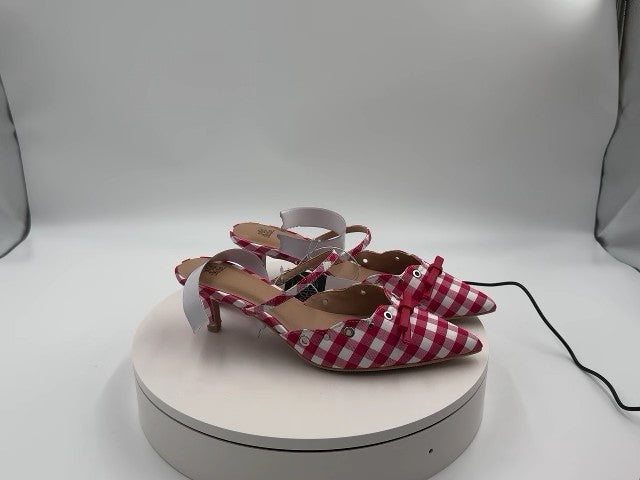 Women's Lysandra Gingham Eyelet Kitten Heels - Wild Fable Red 8: Slip-On, Pointed Toe, Louis Heel