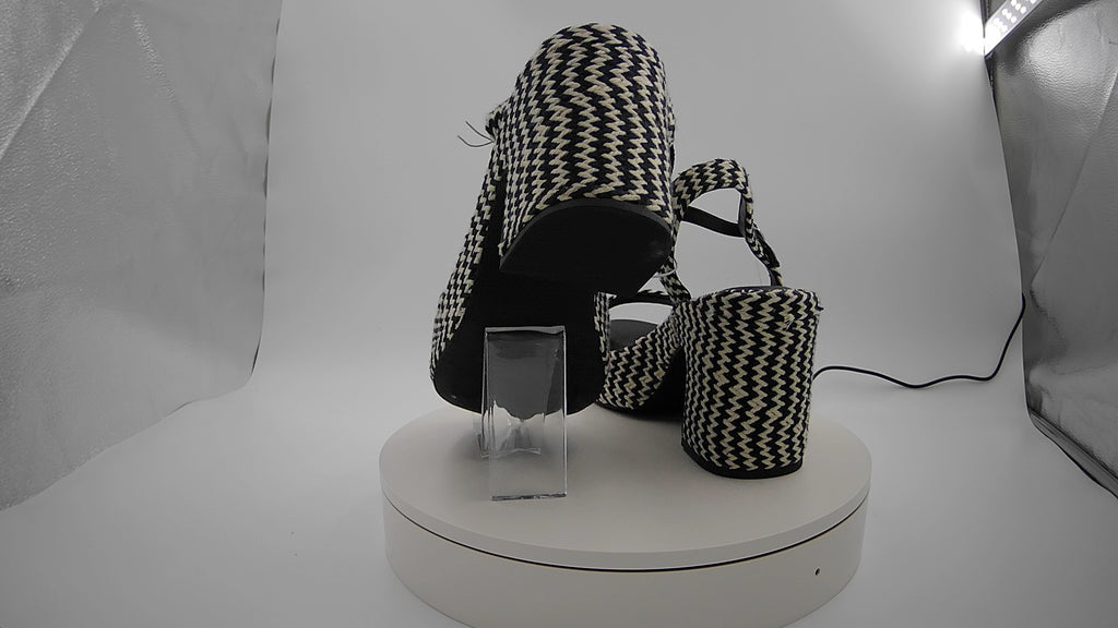 Women's Madeline Woven Platform Sandal Heels with Memory Foam Insole - Universal Thread Black 11: Ankle Strap, Block Heel