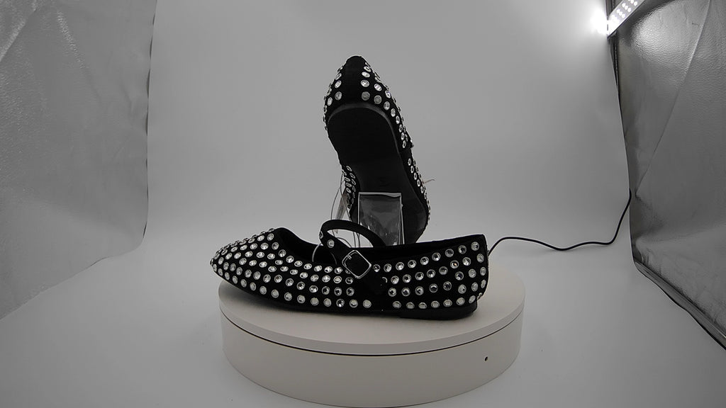 Women's Issa Rhinestone Mary Jane Ballet Flats - A New Day Black 9: Medium Width, Pull-On Style