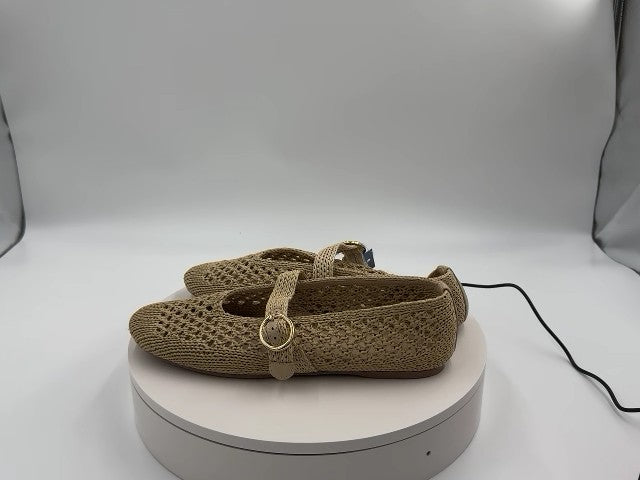 Women's Sia Knit Woven Mary Jane Flats - Universal Thread Beige 9.5: Cushioned Insole, Buckle Closure