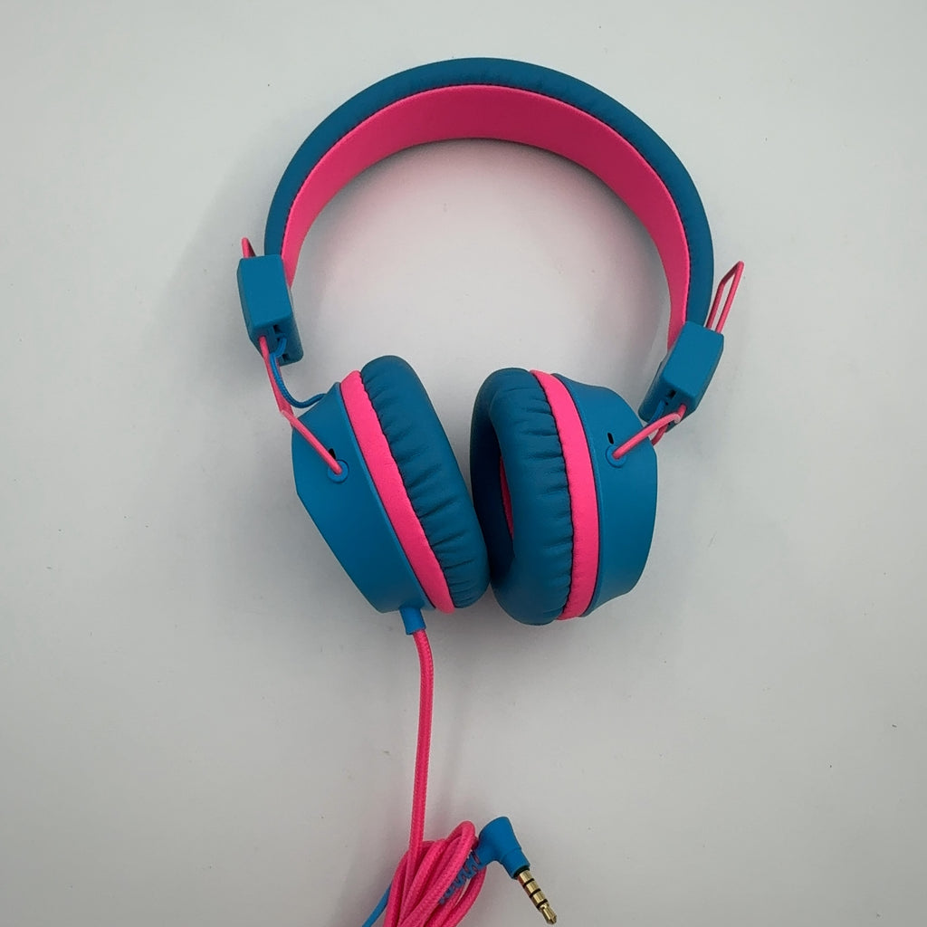 JLab JBuddies Studio On-Ear Kids Wired Headphones - Pink/Blue: Adjustable, Tangle-Resistant