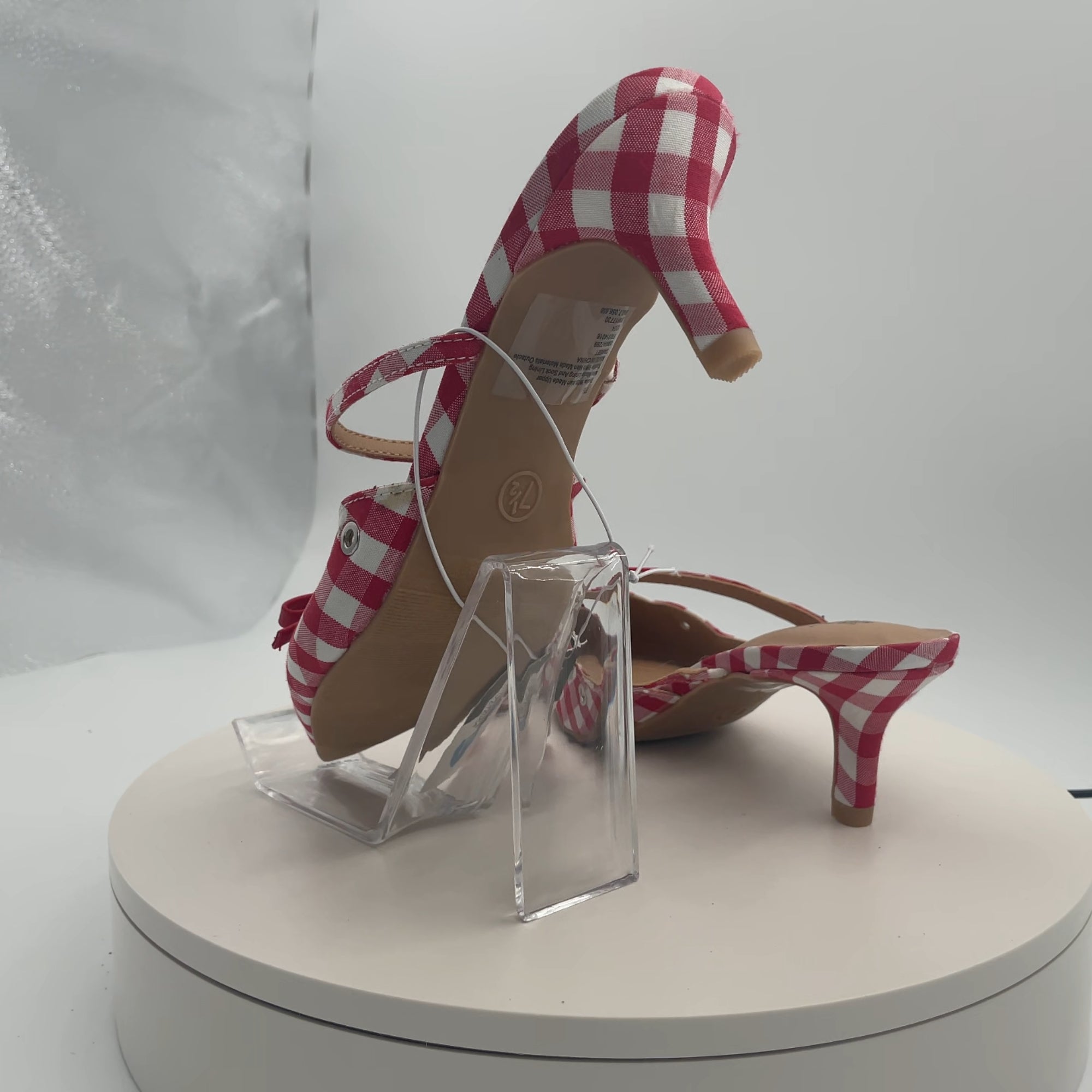 Women's Lysandra Gingham Eyelet Kitten Heels - Wild Fable Red 7.5: Slip-On Pumps, Pointed Toe, 2" Louis Heel, Textured Outsole