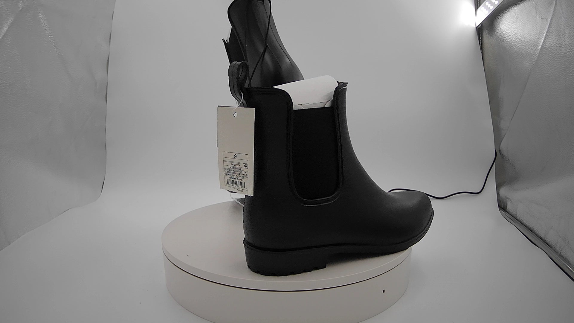Women's Chelsea Rain Boots - A New Day Black 9: Waterproof Ankle Block Heel, Pull-On Style