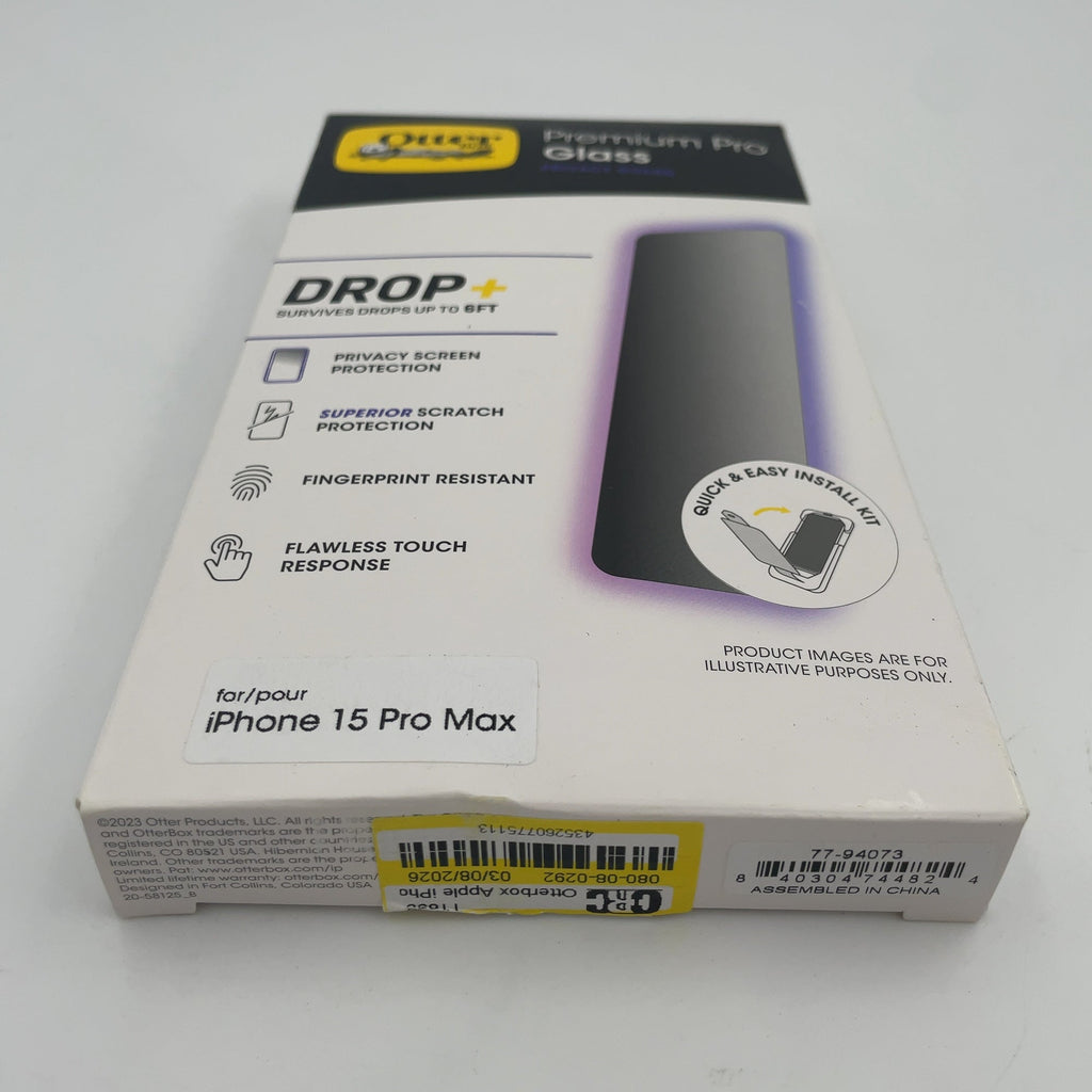 Otterbox Apple Iphone 15 Pro Max Premium Pro Privacy Guard Glass: Scratch-Resistant Self-Adhesive Screen Protector