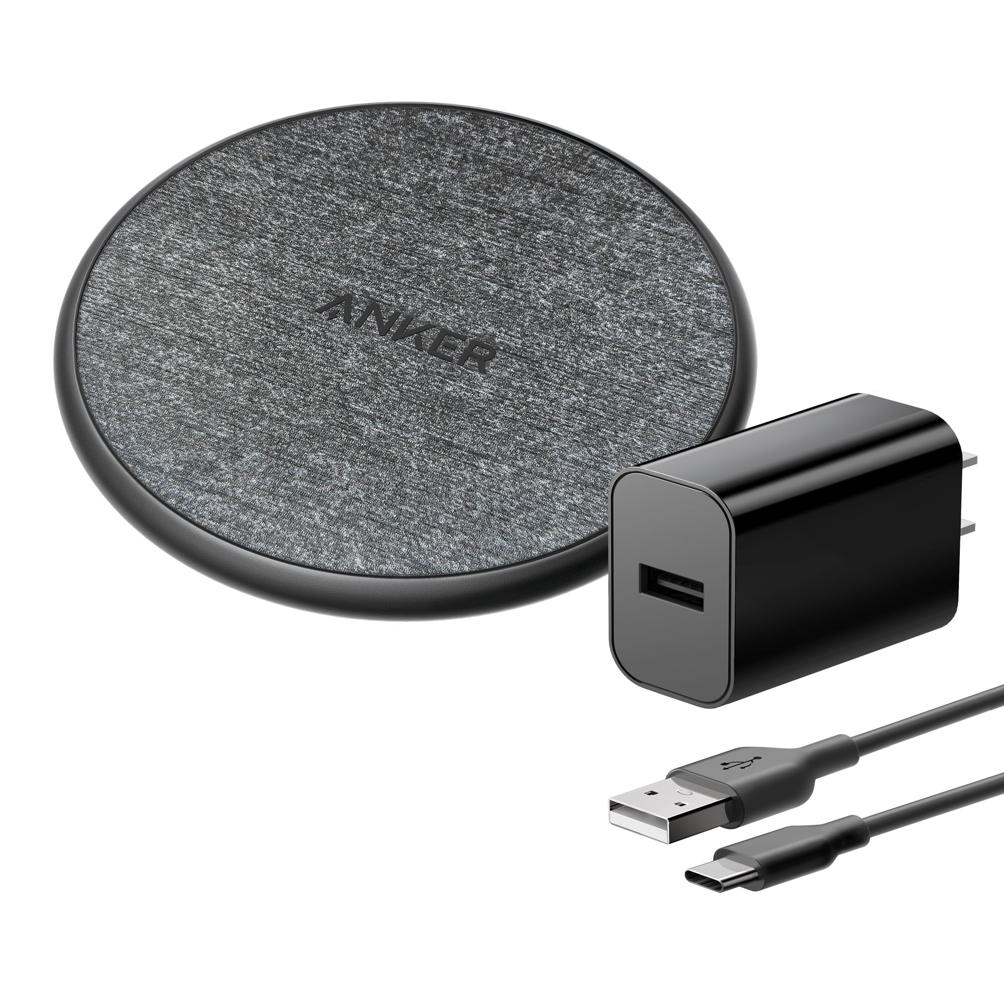 Anker 10W Wireless Charging Pad With 4' Cable And 18W Wall Charger - Black: Usb-C Connection