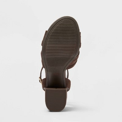 Women’s Bibi Strappy Peep Toe Heels – A New Day Brown 6.5