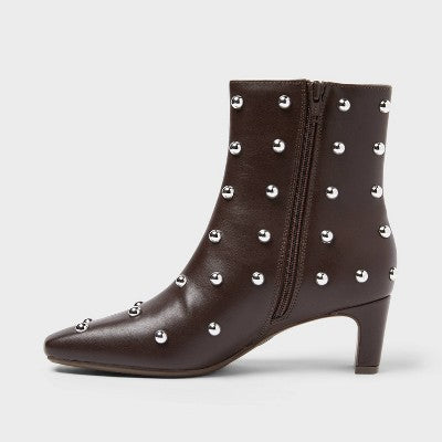 Women’s Tigris Low Shaft Heeled Boots with Memory Foam Insole – A New Day Dark Brown 7