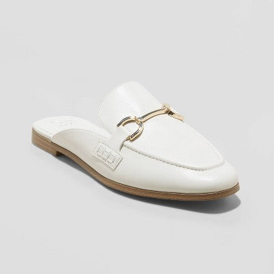 Women's Sandy Mule Flats With Memory Foam Insole - A New Day Off-White 11: Slip-On Pointed Toe