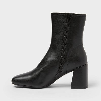 Women’s Pippa High Shaft Heeled Boots - A New Day Black 6.5
