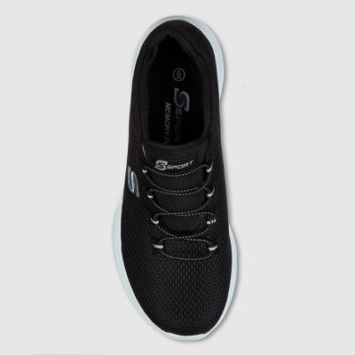 S Sport by Skechers Women's Rummie Pull-On Sneakers - Black 8: Cushioned Insole, Flexible Outsole