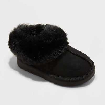Toddler Piper Faux Fur Cuff Scuff Slippers - Cat & Jack Brown 7