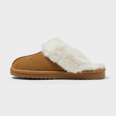 Women's Sylvia Genuine Suede Scuff Slippers - Auden Brown 8