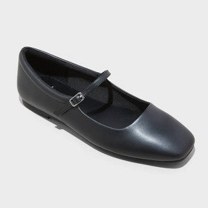 Women's Elsa Eyelet Mary Jane Ballet Flats With Memory Foam Insole - Wild Fable White 10: Faux Leather, Buckle Closure, Textured Outsole