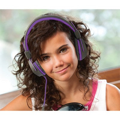 JLab JBuddies Studio On-Ear Kids Wired Headphones - Pink/Blue: Adjustable, Tangle-Resistant