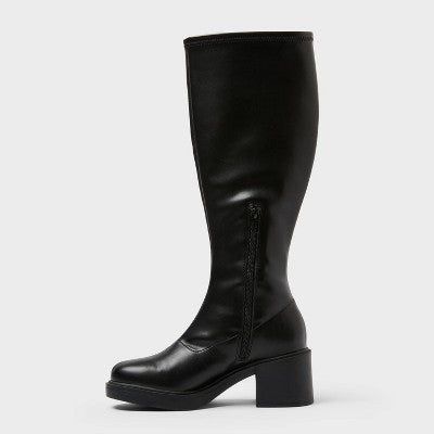 Women's Danika Stretch Tall Combat Boots With Memory Foam Insole - Wild Fable Black 8.5 - Like New U001
