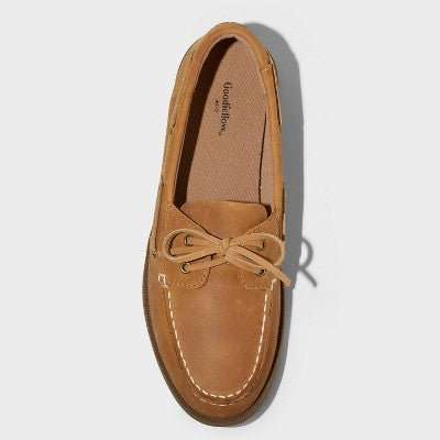 Men's Bennett Genuine Leather Loafers with Memory Foam Insole - Goodfellow & Co Cognac 9.5: Pull-On, Flexible Outsole