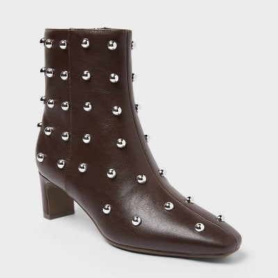 Women’s Tigris Low Shaft Heeled Boots with Memory Foam Insole – A New Day Dark Brown 7