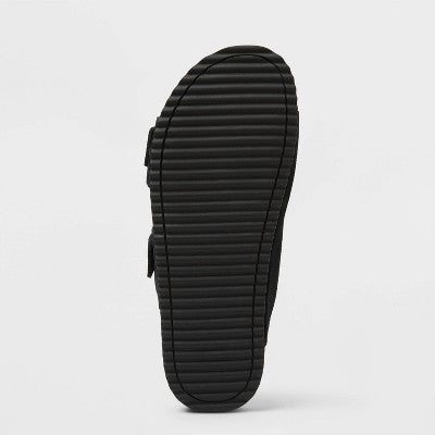 Men's Saul Suede Two Band Sandals - Goodfellow & Co Tan 8: Slip On, Contoured Footbed, Open Toe