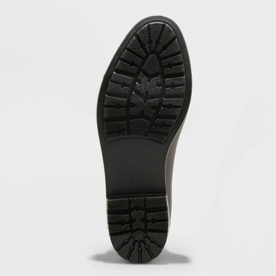 Women's Chelsea Rain Boots - A New Day Black 9: Waterproof Ankle Block Heel, Pull-On Style
