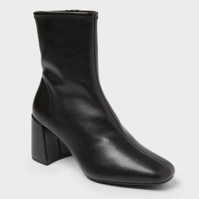 Women’s Pippa High Shaft Heeled Boots - A New Day Black 6.5