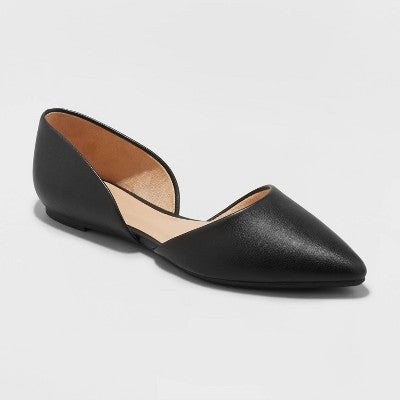Women's Julie Ballet Flats With Memory Foam Insole - A New Day Black 8: Slip-On, Cushioned, Non-Marking Outsole