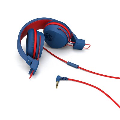 JLab JBuddies Studio On-Ear Kids Wired Headphones - Pink/Blue: Adjustable, Tangle-Resistant