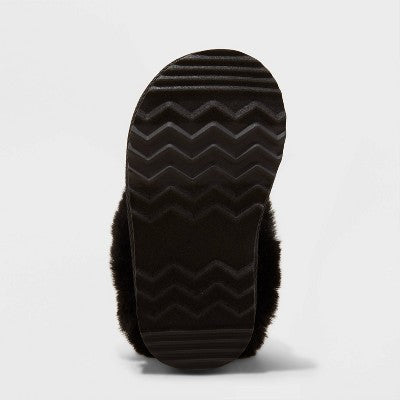 Toddler Piper Faux Fur Cuff Scuff Slippers - Cat & Jack Brown 7