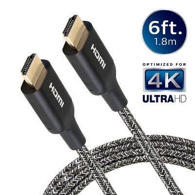 Philips 4' Elite Premium High-Speed Hdmi Cable With Ethernet, 4K@60Hz - Braided: Male-To-Male Connections