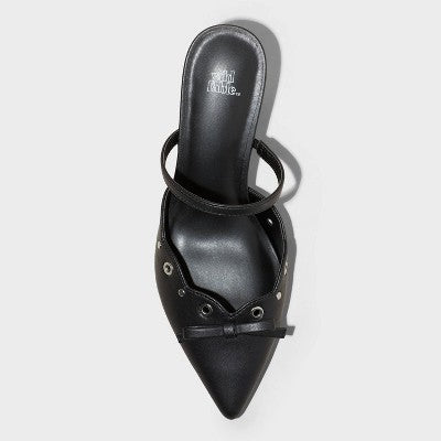 Women's Lysandra Eyelet Kitten Heels - Wild Fable Black 7: Slip-On Pumps, Pointed Toe, 2" Louis Heel, Medium Width