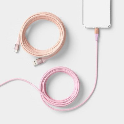 10Ft Usb-A To Usb-C Braided Cable 2Pk - Heyday Bright Lilac Cosmetic Pink (Please Be Advised That Sets May Be Missing Pieces Or Otherwise Incomplete.)