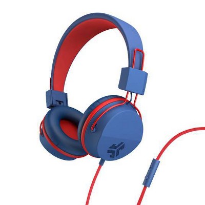 JLab JBuddies Studio On-Ear Kids Wired Headphones - Pink/Blue: Adjustable, Tangle-Resistant