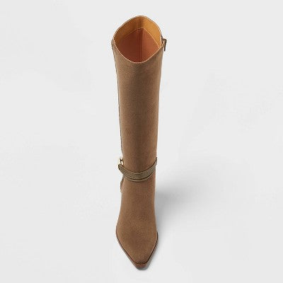 Women's Rio Whip Stitch Tall Western Boots with Memory Foam Insole - Universal Thread Dark Taupe 7