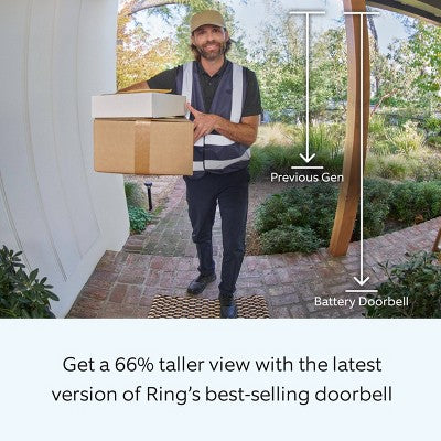 Ring Battery Doorbell With Head-To-Toe Hd Video, Live View With Two-Way Talk, And Motion Detection & Alerts - Satin Nickel