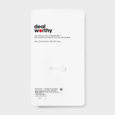 2-Port 25W Car Charger - Dealworthy White: Usb & Usb-C Car Adapter