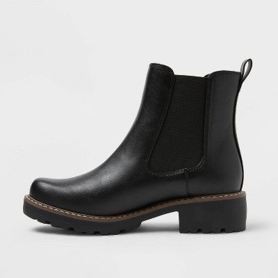 Women's Celina Ankle Chelsea Boots with Memory Foam Insole - Universal Thread Black 6: Ankle Height, Block Heel