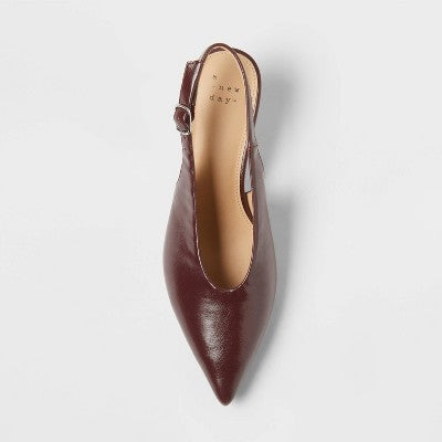 Women’s Samantha Sling Back Kitten Heels – A New Day Burgundy 7
