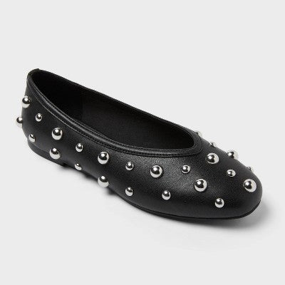 Women’s Sammie Studded Ballet Flats With Memory Foam Insole – A New Day Black 9