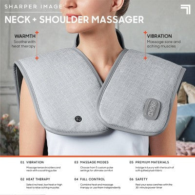 Sharper Image Heated Neck And Shoulder Massager Wrap